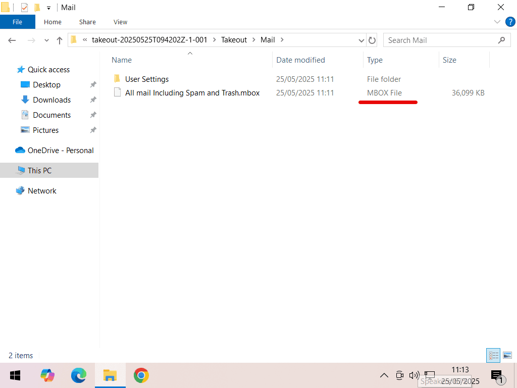 MBOX file indicated.