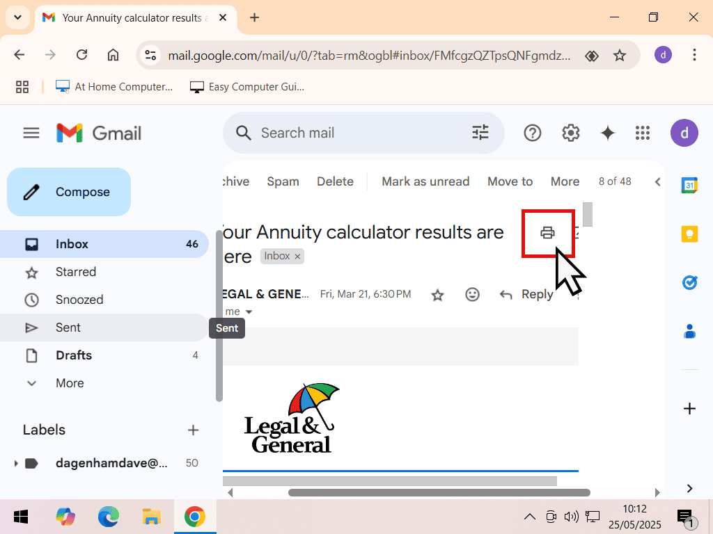 Print icon is being clicked.