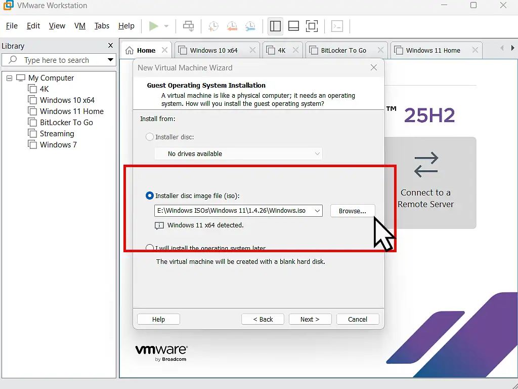 Browse for Windows 11 ISO file Browse for Windows 11 ISO file