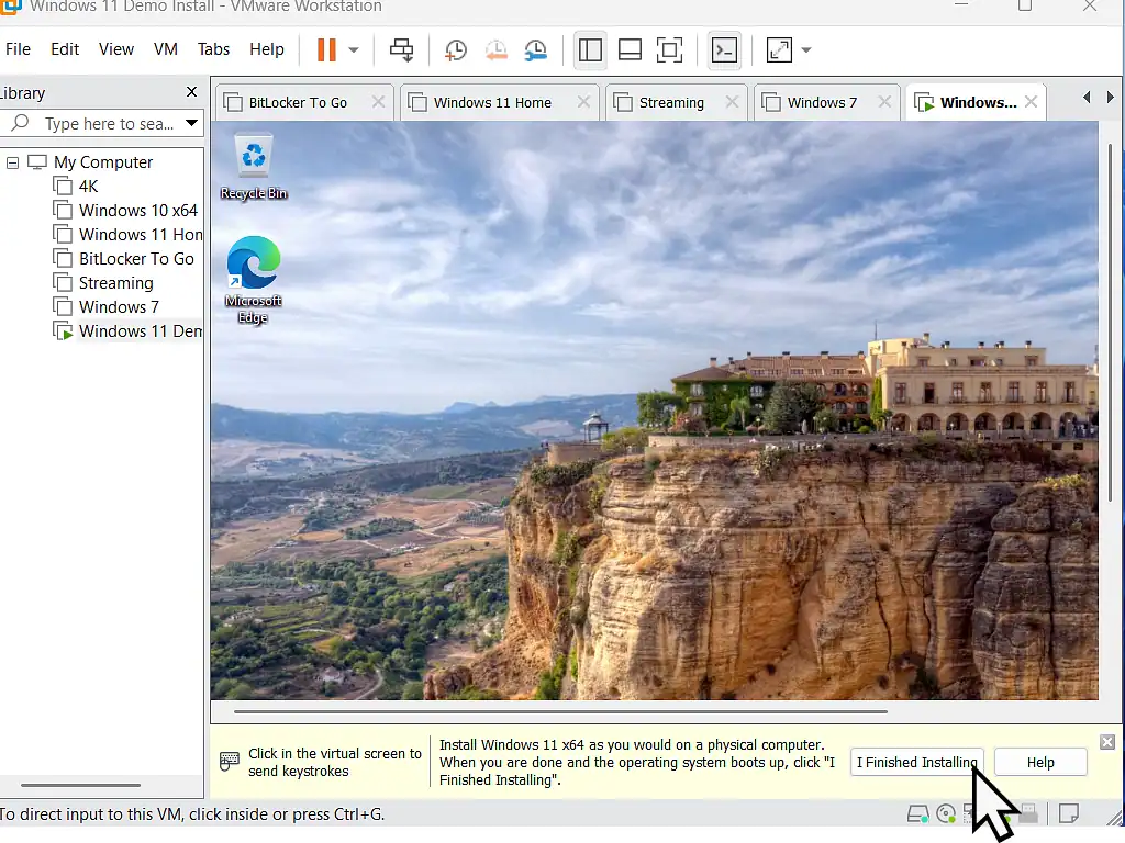 I finished installing Installing VMware tools.