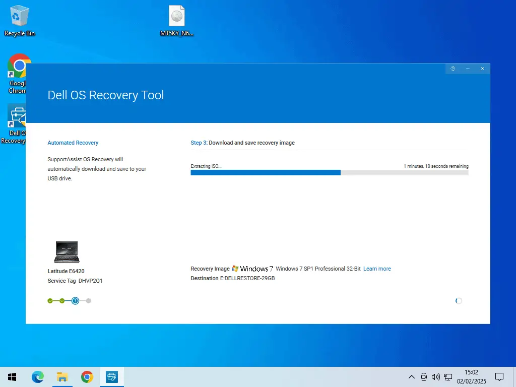 OS Recovery Tool creating a Windows 7 bootable flash drive.