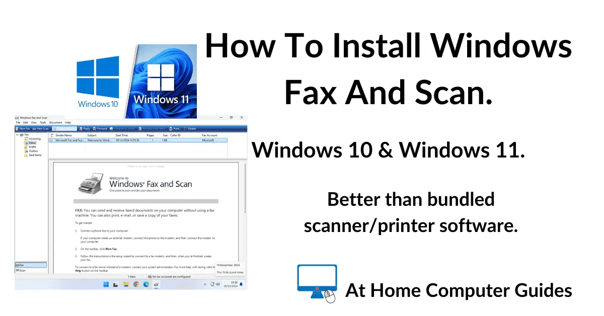 How to install Windows Fax & Scan - Windows 10 and Windows 11.