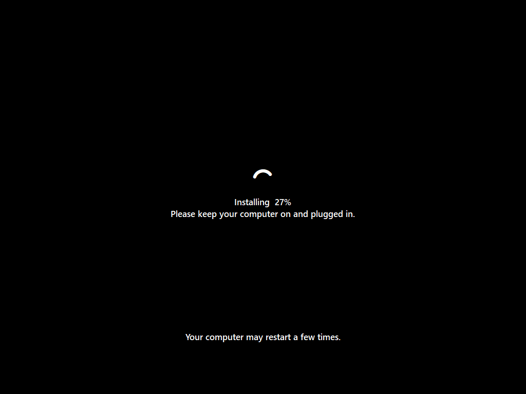 Installing Windows after reset Windows is being reinstalled.