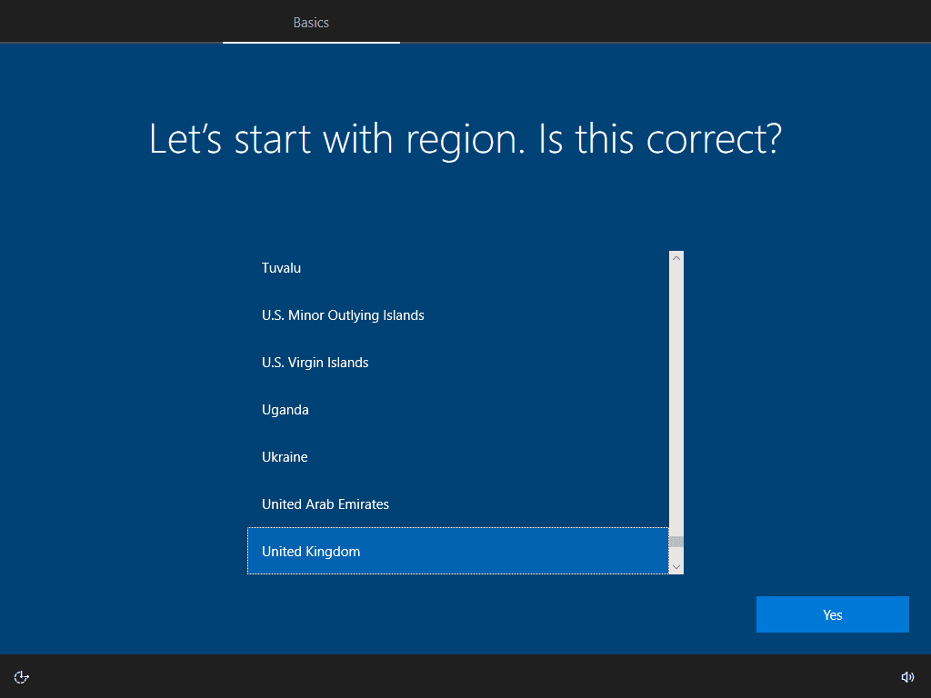 Is the region correct - Windows 10