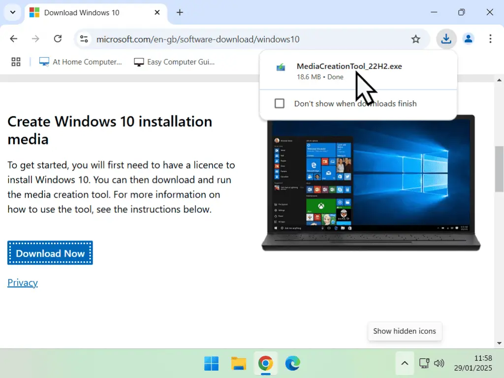 Launch Windows 10 Media Creation Tool