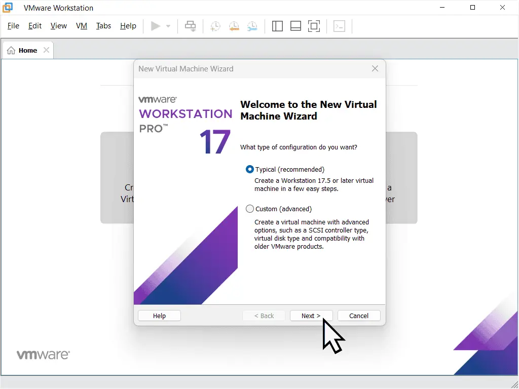 Virtual Machine Wizard in Workstation Pro