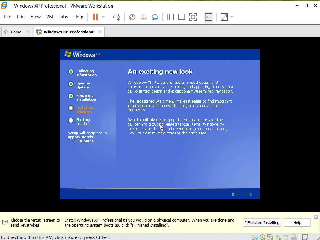 An exciting new look - Windows XP install