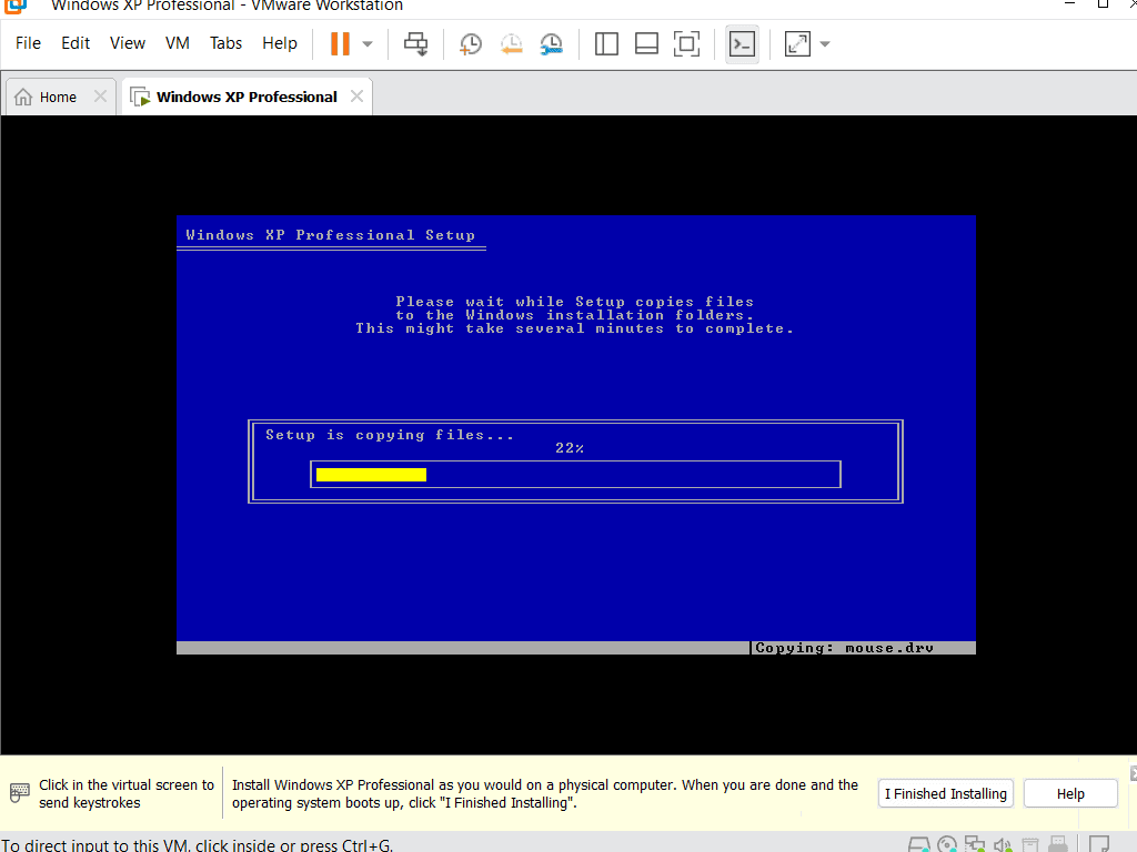 Copying files - Windows XP VM