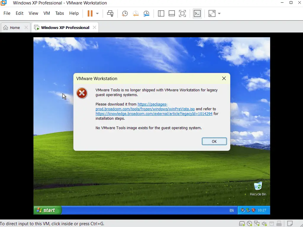 VMware Tools can't be installed onto legacy operating systems.
