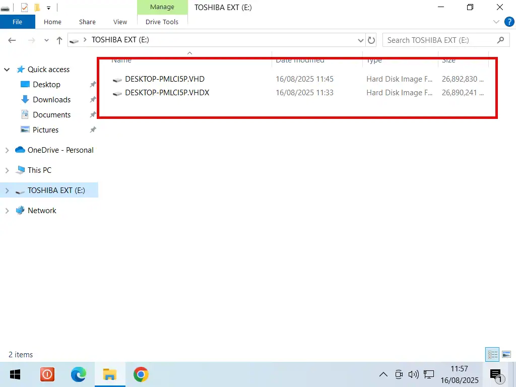 External drive with image files.
