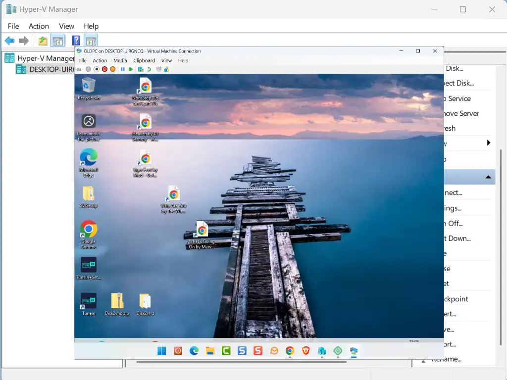 Virtual machine running in a window.
