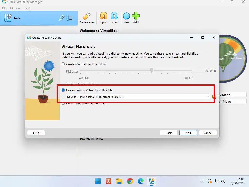 VHD file location