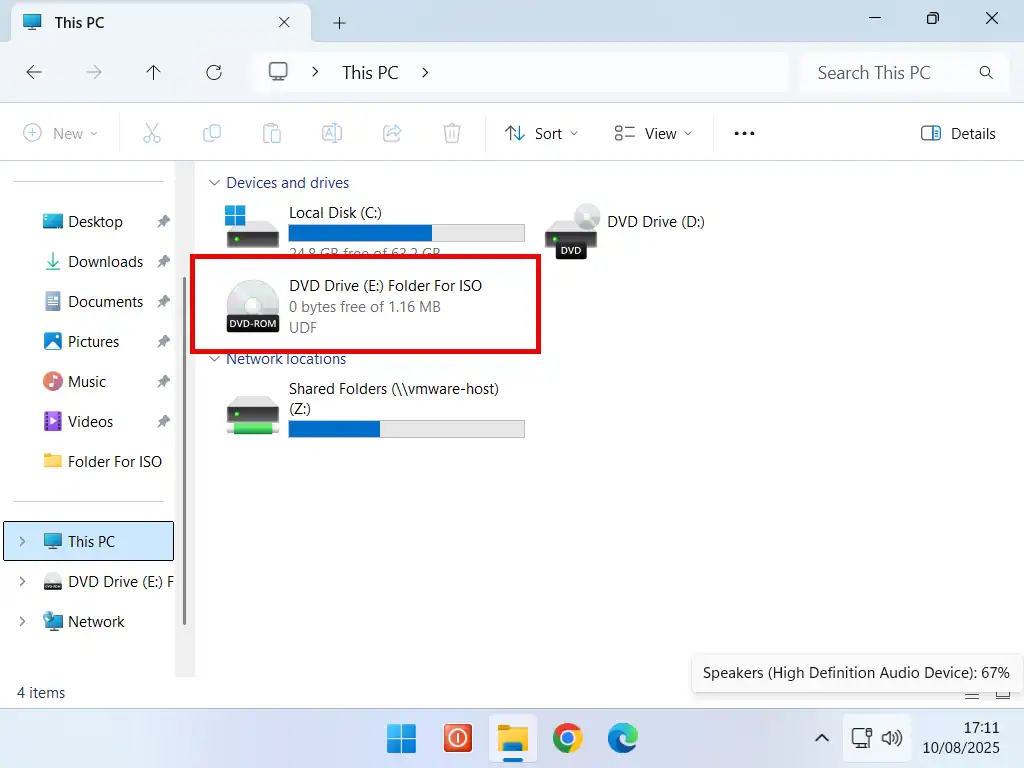 Virtual CD/DVD drive in Windows Explorer.