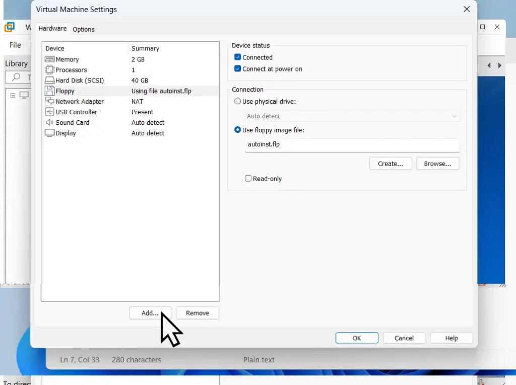 Adding a new virtual CD/DVD drive in VMware