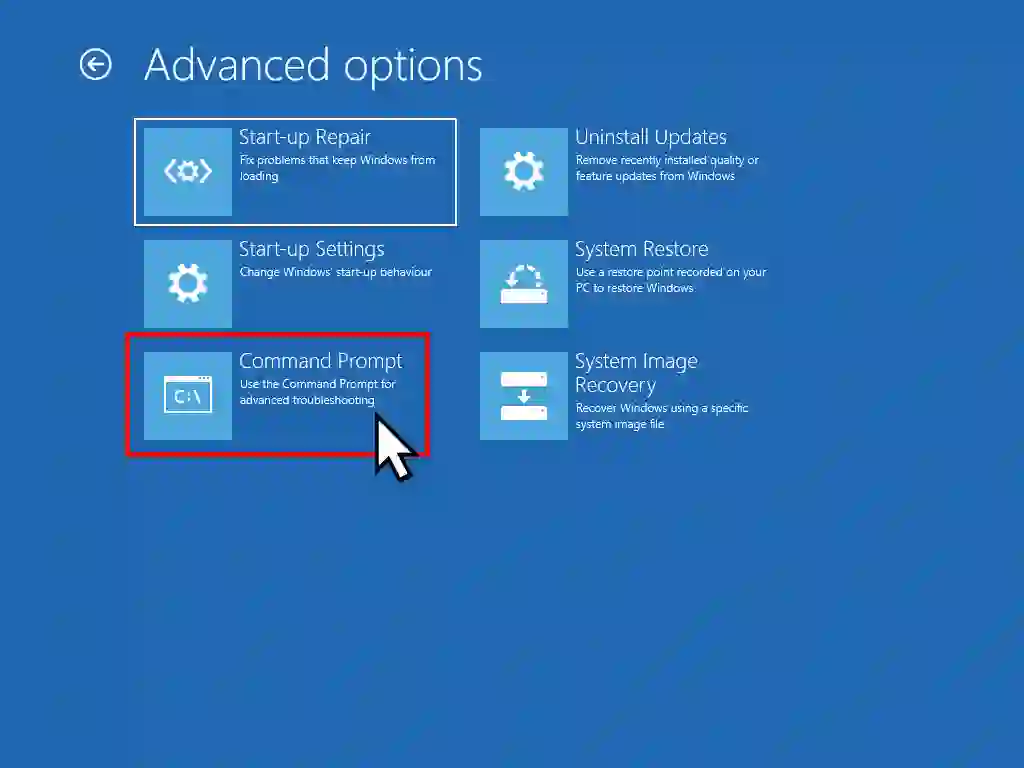 Command prompt from WinRE