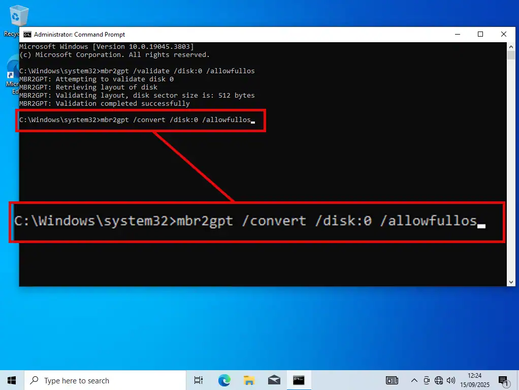 mbr2gpt /convert /disk:0 /allowfullos
