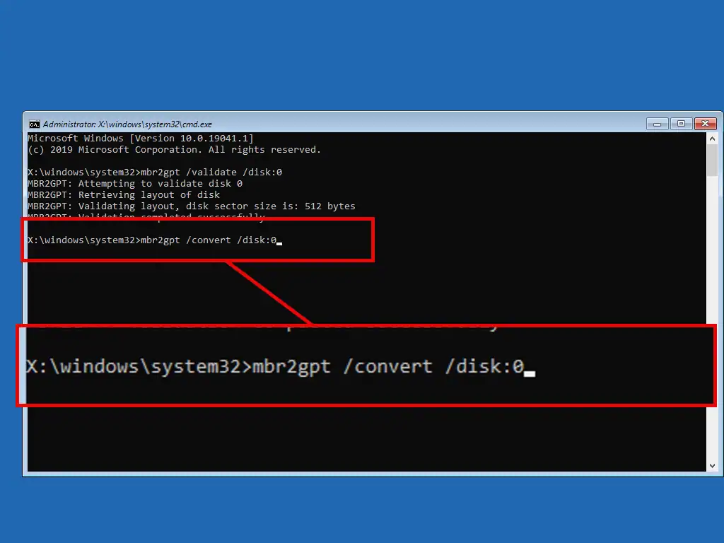mbr2gpt /convert /disk:0