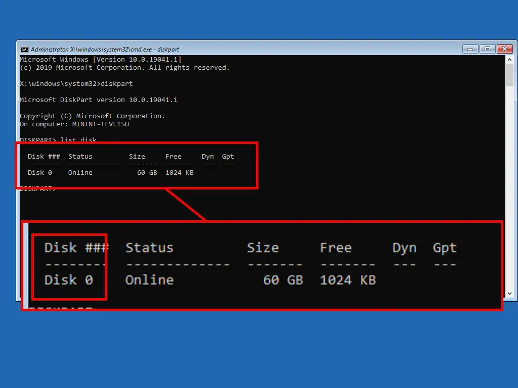 Note the disk number.