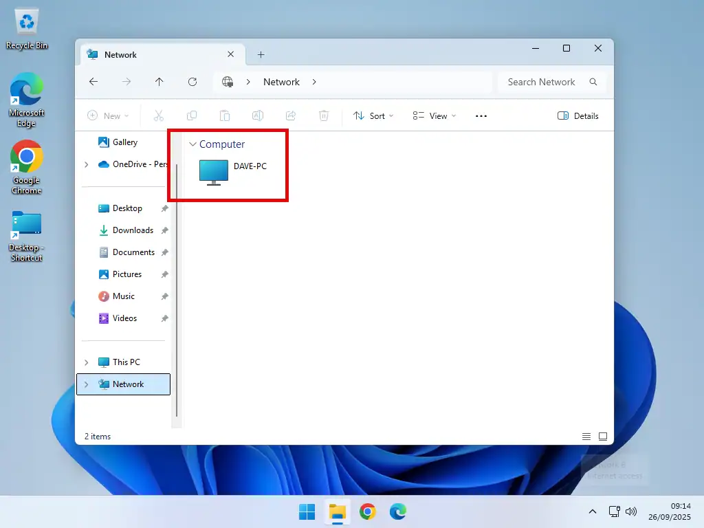 PC on network with a descriptive name.