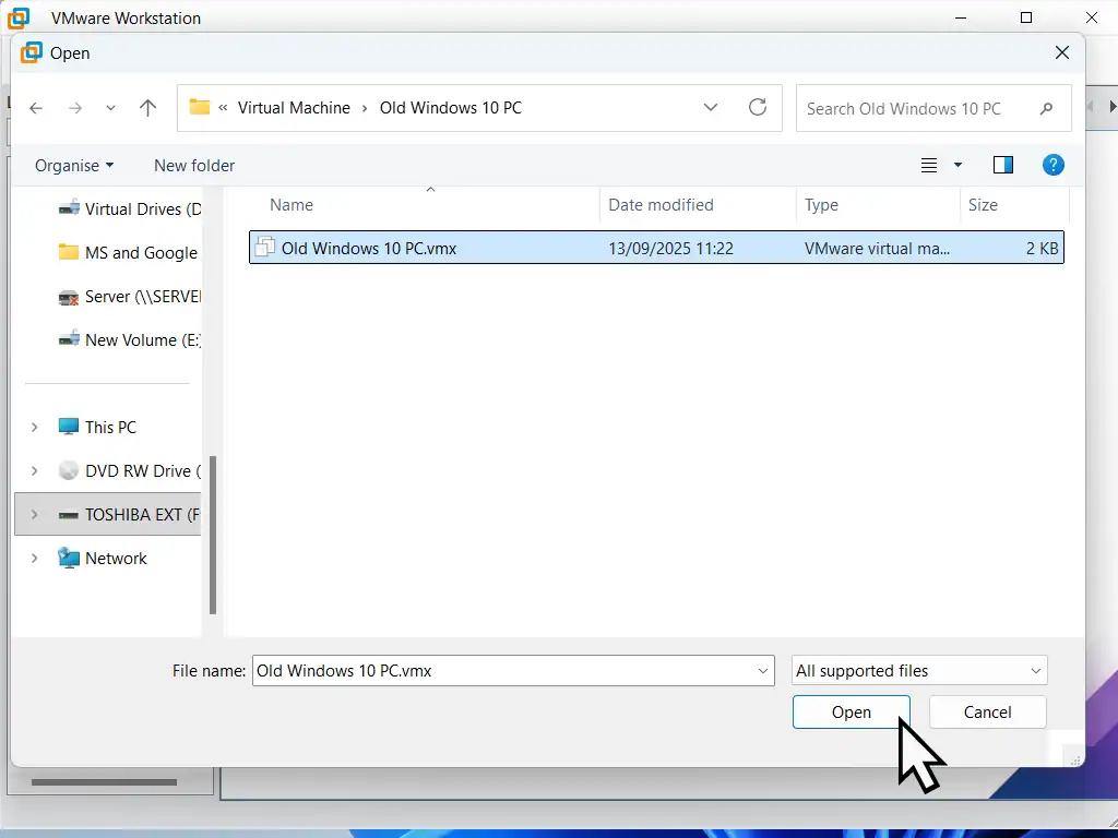 The converted physical computer file is marked.