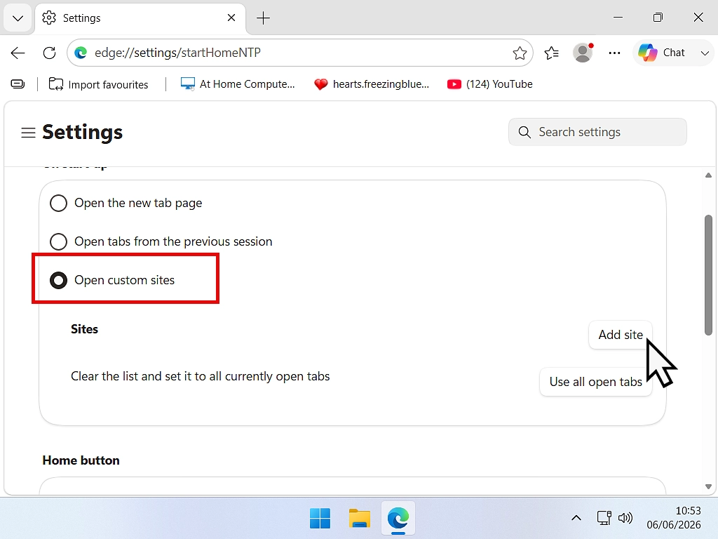Setting Google as startup page in Edge Setting Google as startup page in Edge