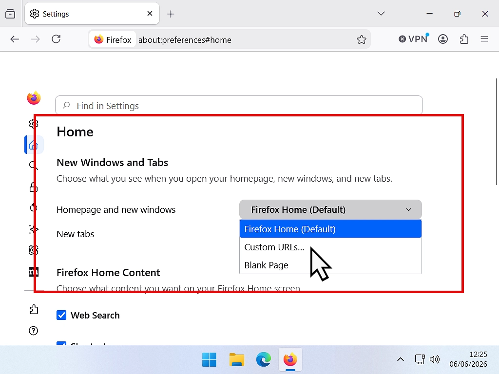 Setting a custom URL as the start page in Firefox Setting Google as the startup page in Firefox.