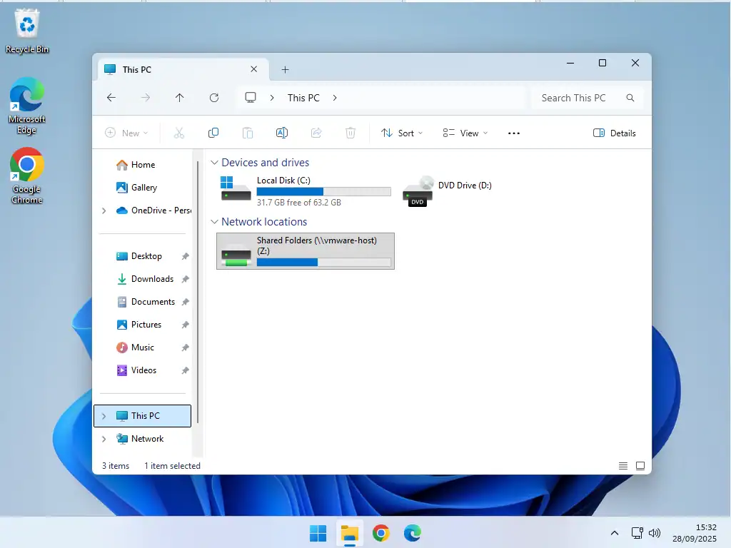 Mapped as a network drive in Windows.