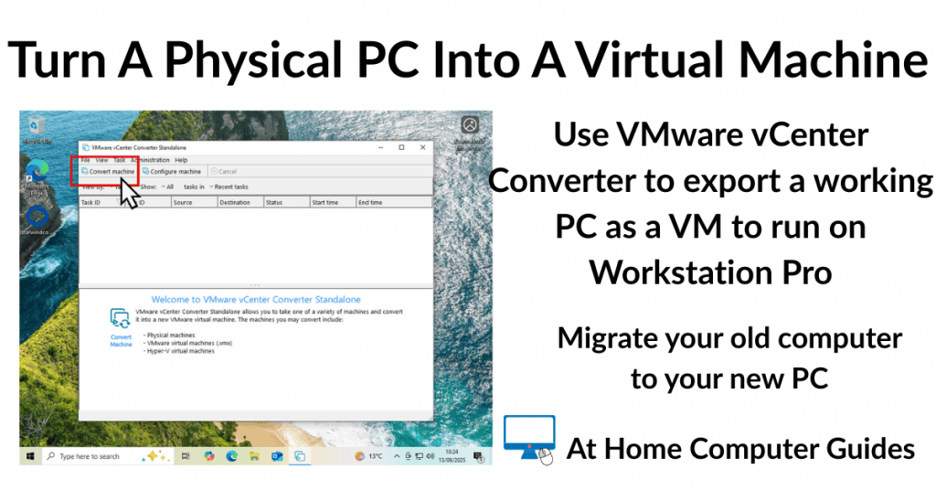 Turn a phusical computer into a virtual machine that will run on Workstation Pro.