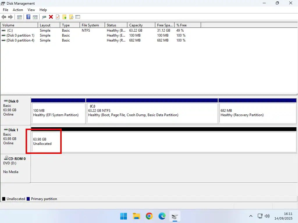 Unallocated disk.