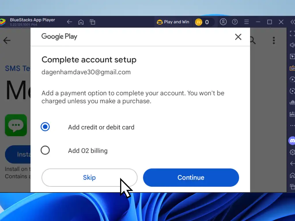 Skip button is indicated.