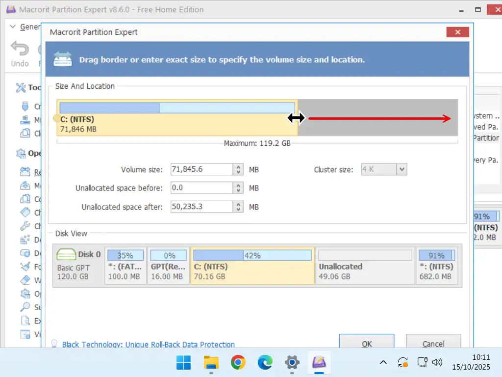Resize the partition.