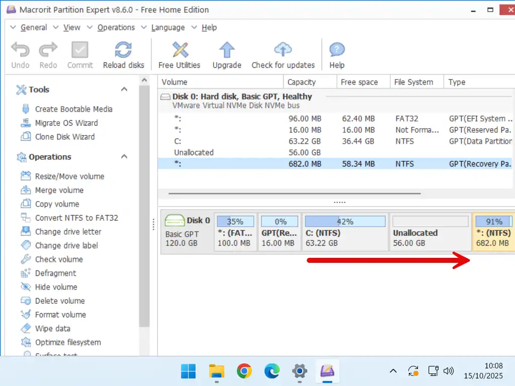 Extending a partition to use unallocated (free) space.