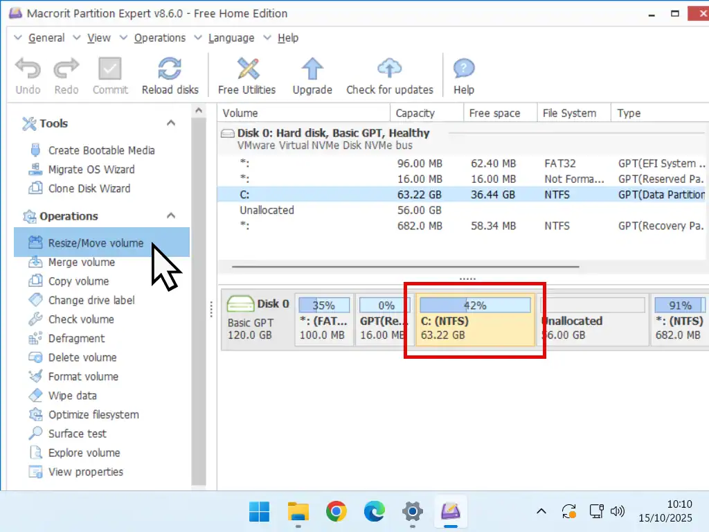 Select the partition.