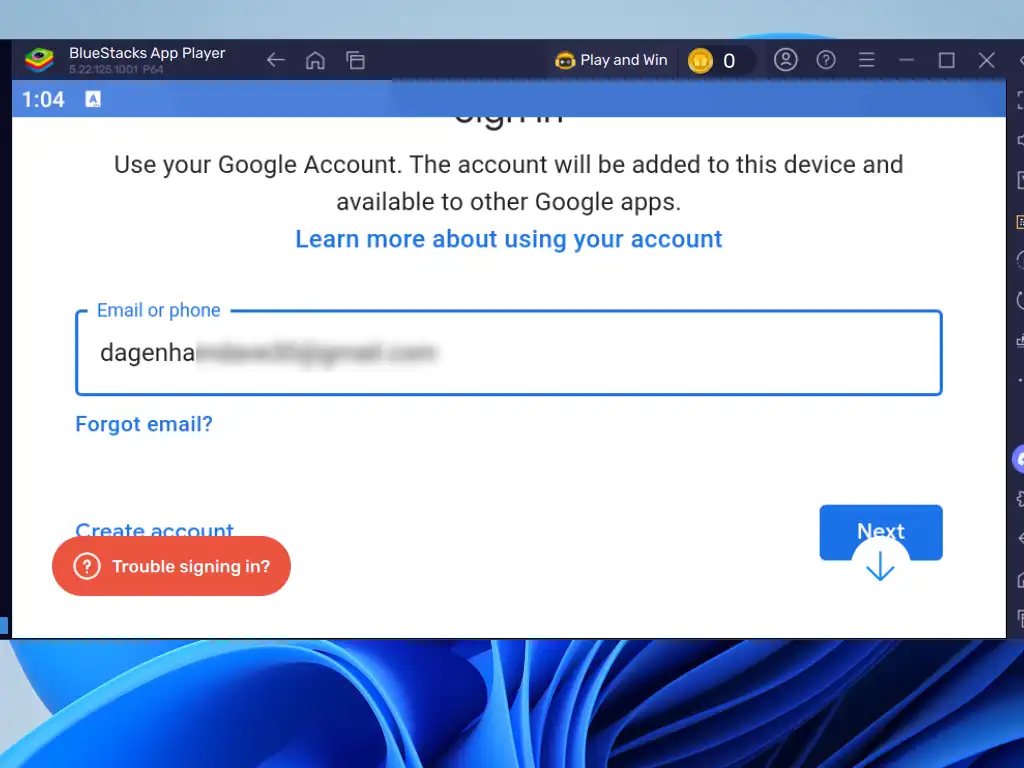 Enter your Google account credentials.