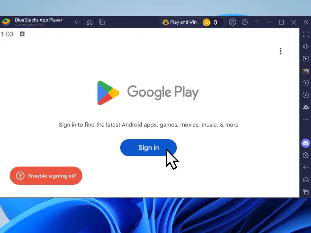 Sign in with Google Play.