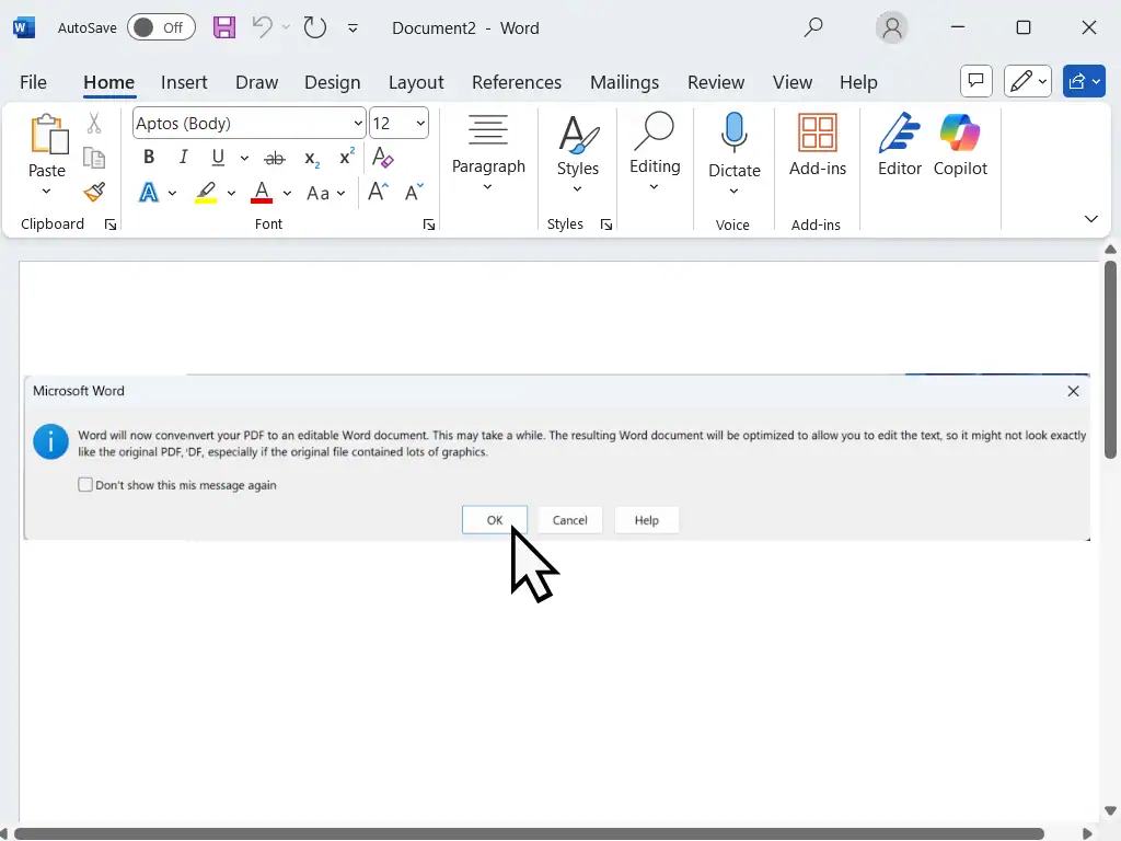 The OK button is indicated.