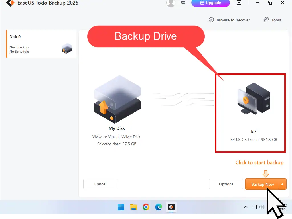 Backup drive Backup drive is indicated.