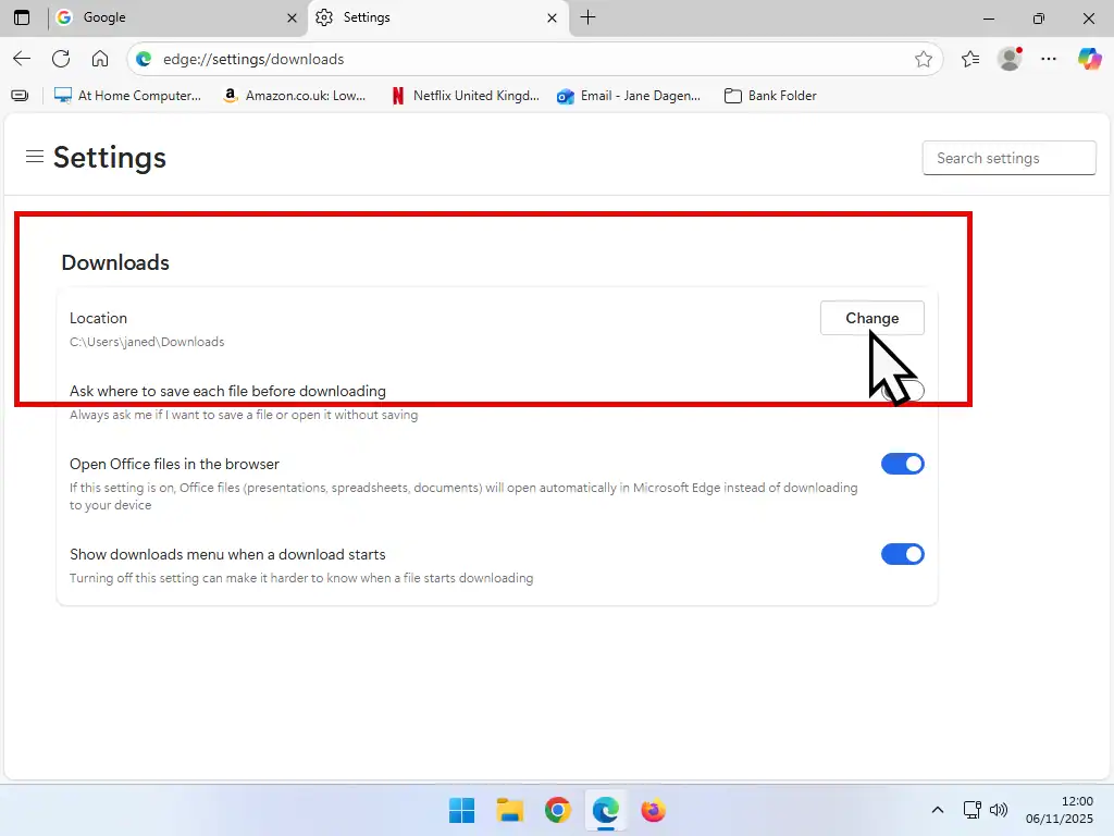 Change the download location in Microsoft Edge Change the download location in Microsoft Edge