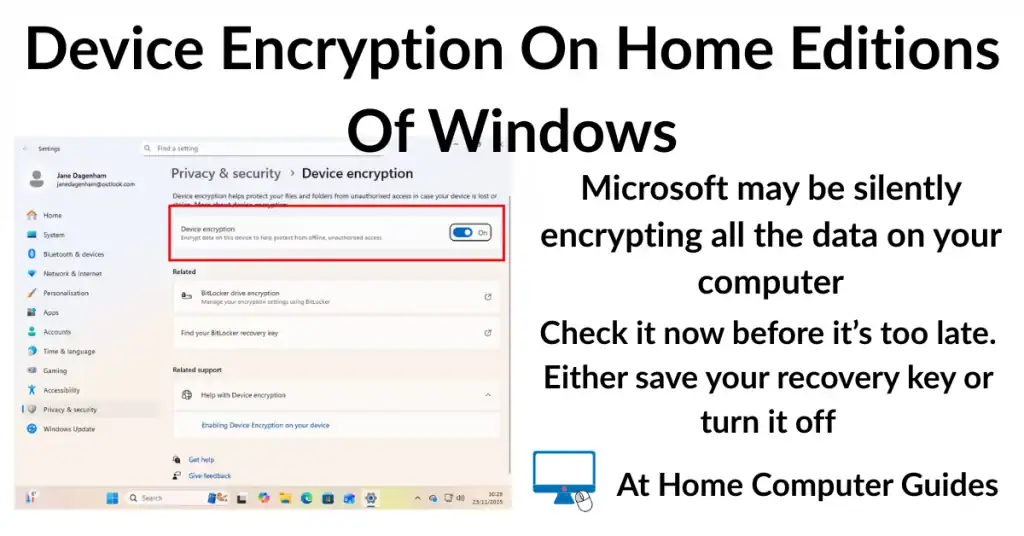 Device Encryption on Windows Home editions