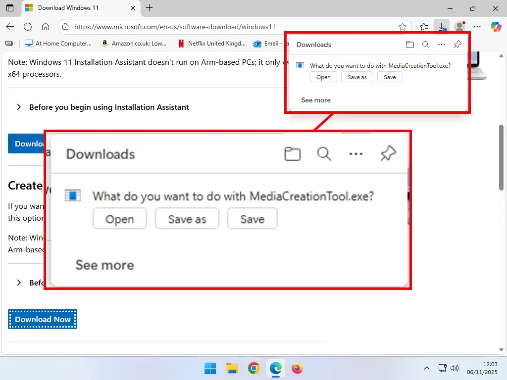 Download save options in Edge Save options in Edge.