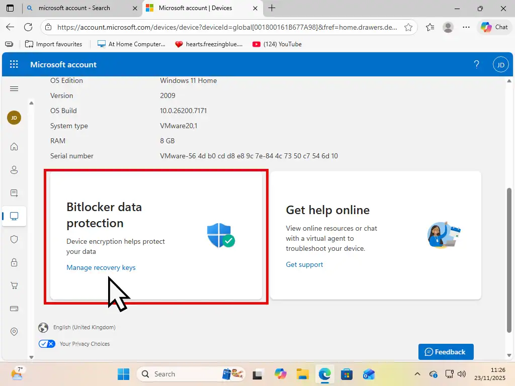 Manage recovery keys Manage recovery keys link.