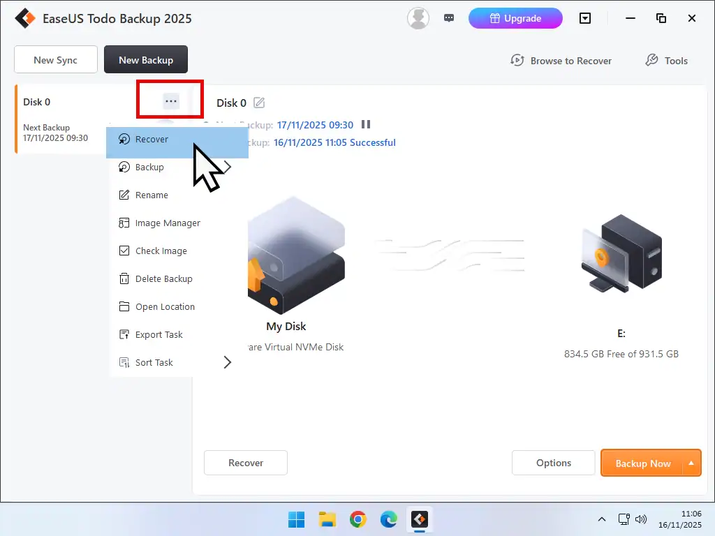 Recover PC from EaseUS system image