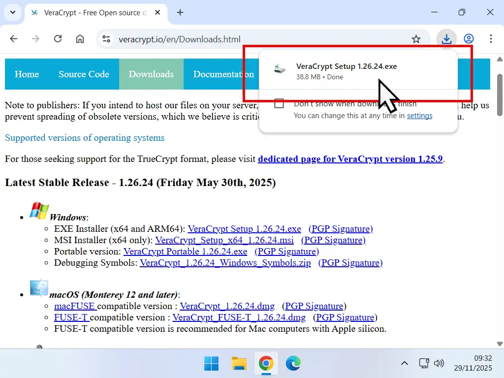 Run VeraCrypt installer Run VeraCrypt installer