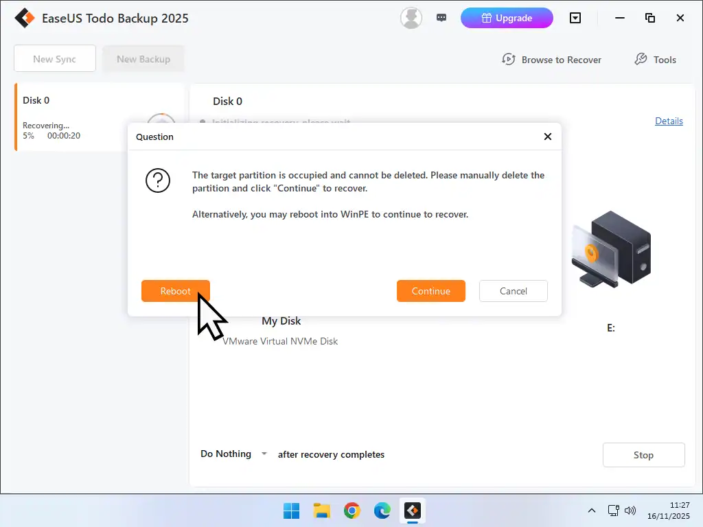 The Reboot button is marked.
