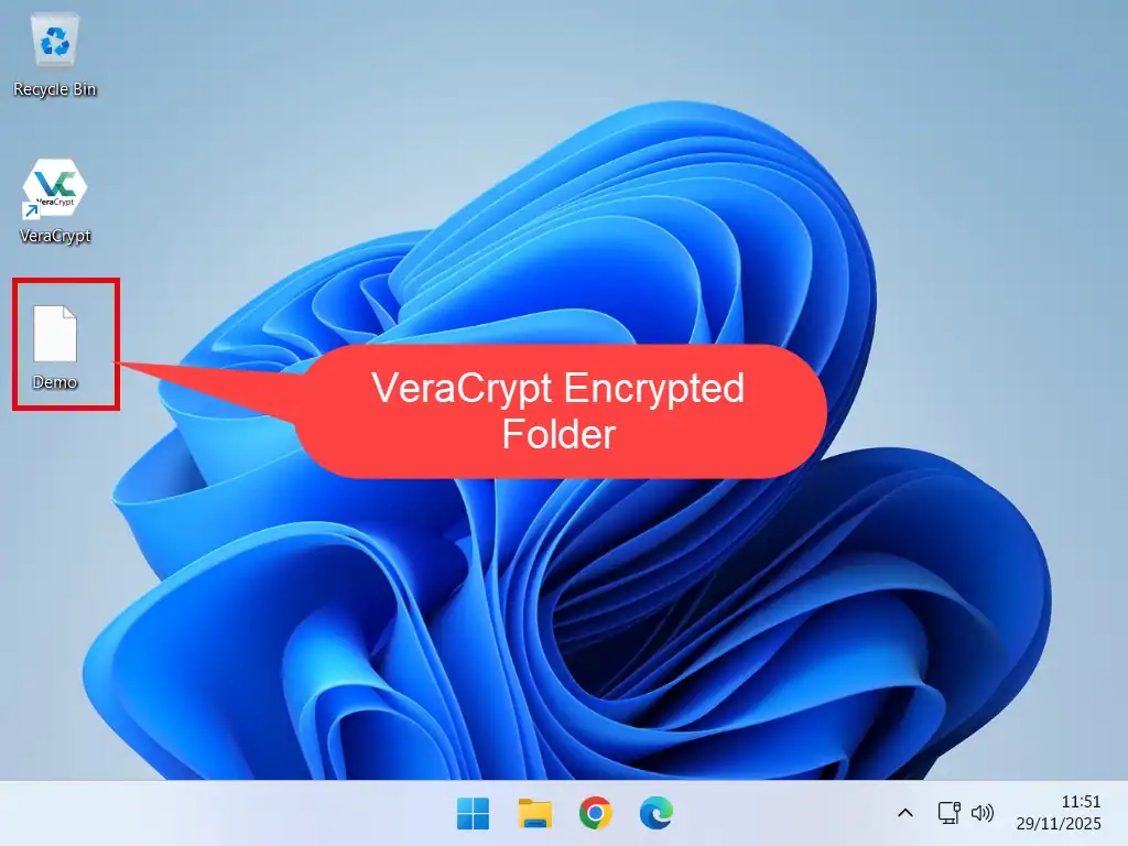 VeraCrypt encrypted folder Encrypted folder appears as an innocent file.