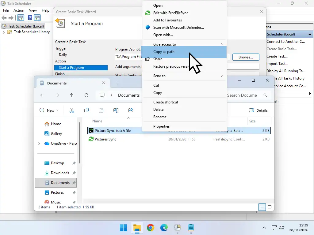 Copy as path Copy as Path indicated on the right click options menu.