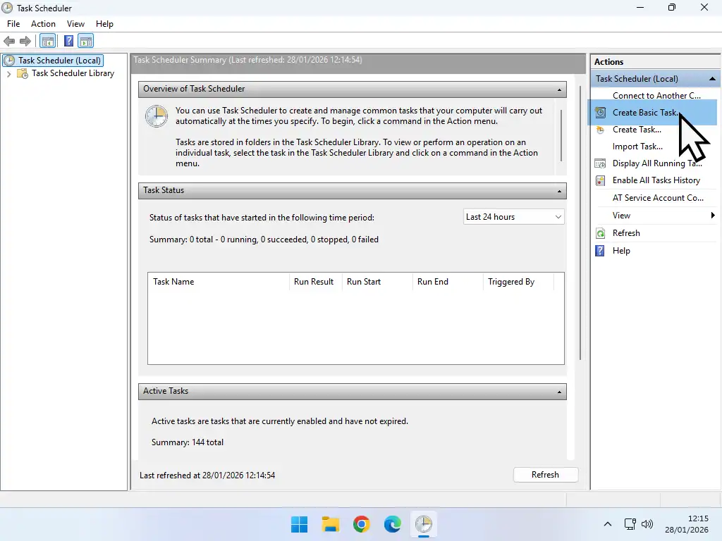 Create Basic Task Create Basic Task option.