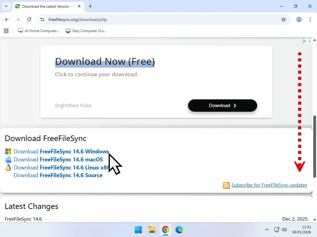 Download FreeFileSync Downloading FreeFileSync from website.