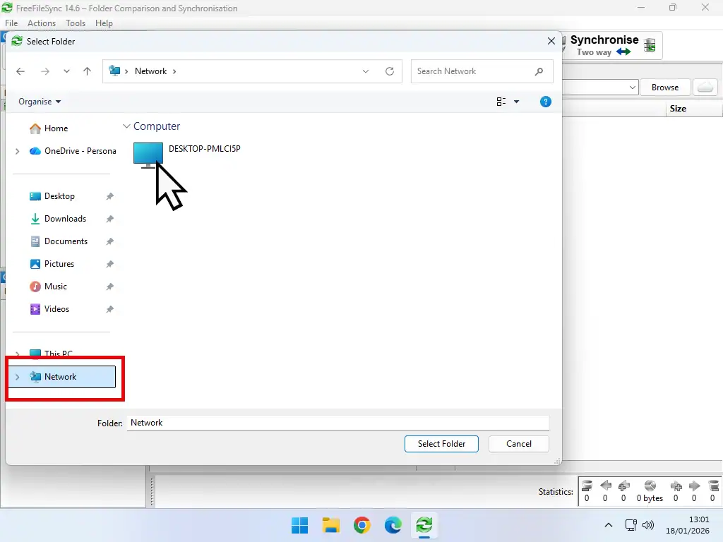 Networked PC Adding a networked folder.
