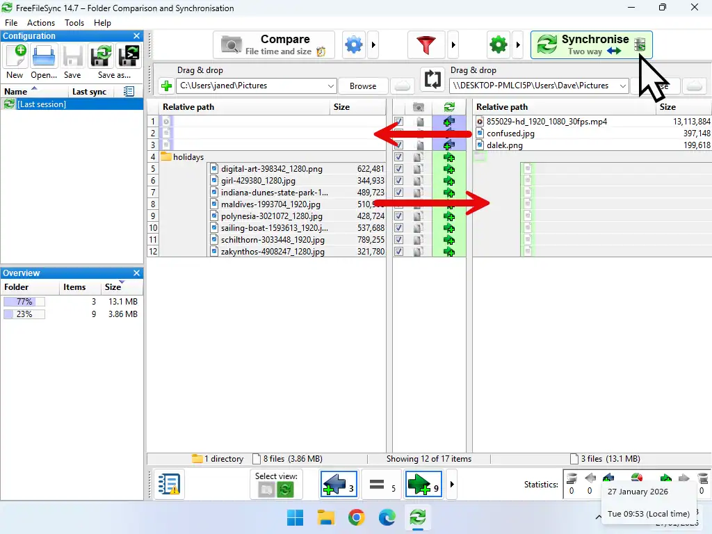 Two way sync Files and the direction of the sync.